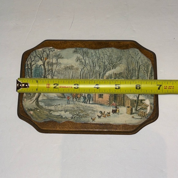 Vintage Currier Ives Prints Decoupage Wooden Plaques w/ Hangers 5"x7" Set Of 4 - Picture 7 of 10